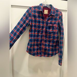 Blue and Red Hollister Buttom Down Flannel